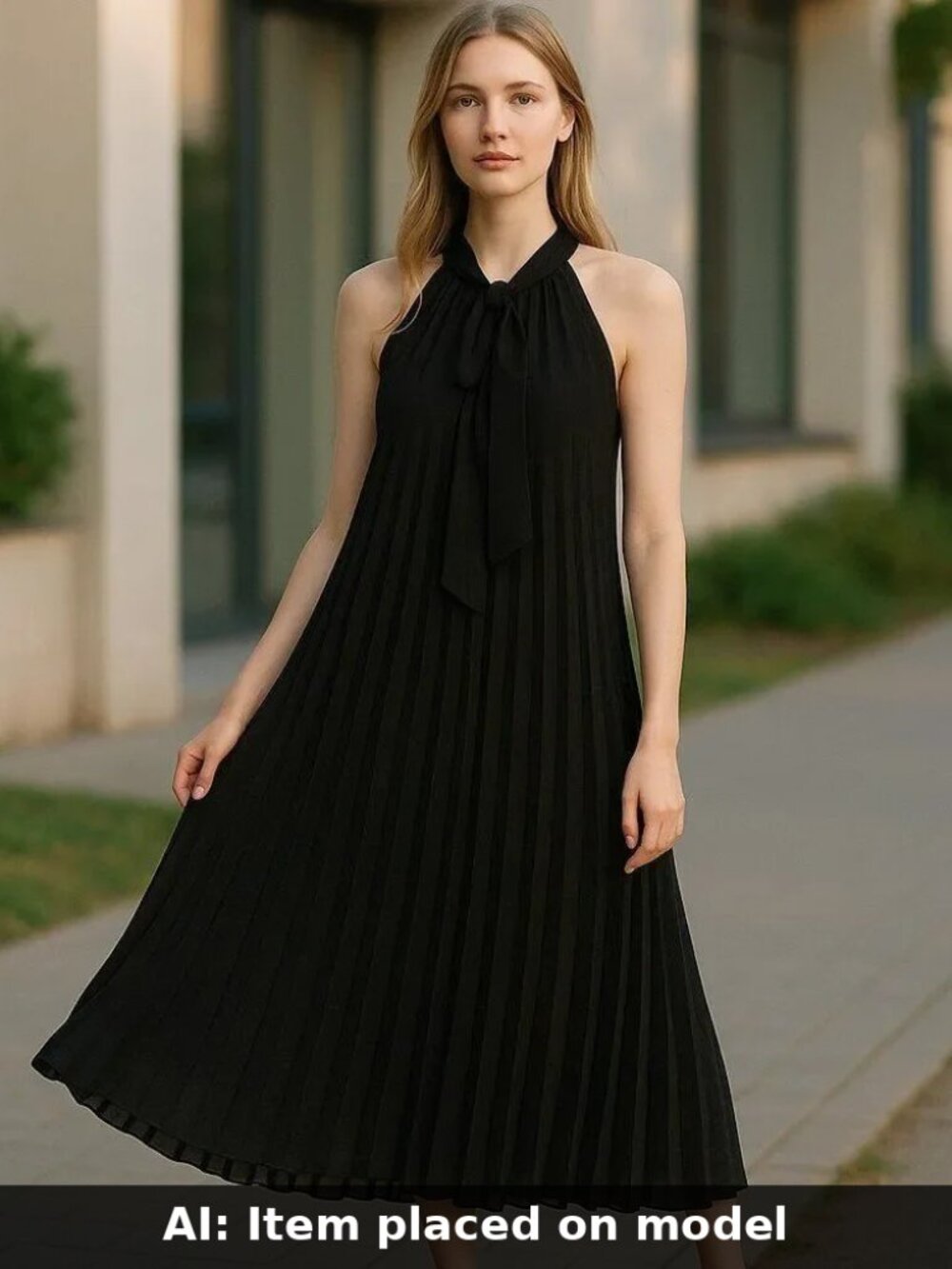 SweatyRocks Pleated Halter Black Dress | Tie-Back Boho 70s Style | NWT